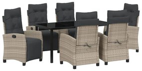 vidaXL Σέτ φαγητού για κήπο 7 pcs Ανοιχτό γκρι συνθετικό ρατάν