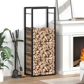 vidaXL Ραφιέρα Καυσόξυλων Ματ Μαύρο 50x28x132 εκ. Ατσάλι