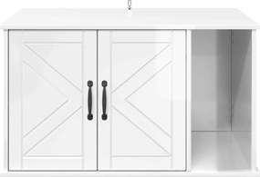 vidaXL Σπίτι Γάτας Λαμπερό Λευκό 85 x 55 x 50 εκ. Επεξεργασμένο ξύλο