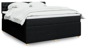 vidaXL Κρεβάτι Boxspring με Στρώμα Μαύρο 180x200 εκ. Υφασμάτινο