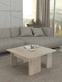 Ασύμμετρα Τραπέζια Σαλονιού Μοντέρνα Μπεζ & Φυσική Όψη 75x75x40 cm
