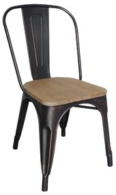 Καρέκλα Στοιβαζόμενη RELIX Μέταλλο/Ξύλο Μαύρο/Δρυς Φυσικό 45x51x85cm