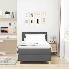vidaXL Κρεβάτι box spring με στρώμα Σκούρο γκρι 90 x 190 cm ύφασμα