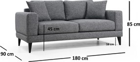Διθέσιος Καναπές Σκούρο Γκρι SASORE 180x90x85