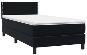 Box Spring Κρεβάτι με στρώμα Μαύρο 80x210 εκ. Βελούδινο - Μαύρο