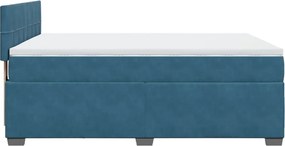 vidaXL Κρεβάτι Boxspring με Στρώμα Μπλε 160x200 εκ. Βελούδινο