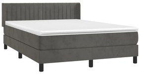 Κρεβάτι Boxspring με Στρώμα Σκούρο Γκρι 200x200 εκ. Βελούδινο - Γκρι