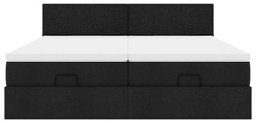vidaXL Οθωμανικό κρεβάτι με στρώματα Μαύρο 180x200cm Ύφασμα