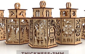 Σετ των 2 Intra απο ξύλο plywood 3mm-4mm πάχος – Πακέτο κοπής με λέιζερ Χριστουγεννιάτικου φαναριού Δίασταση 20x20 cm INTRAFABR-83637790