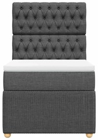 vidaXL Κρεβάτι Boxspring με Στρώμα Σκούρο Γκρι 100x200 εκ. Υφασμάτινο