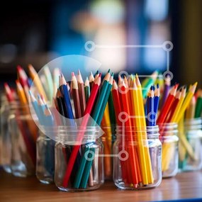 Intra Συλλεκτικό Ξύλινο Παζλ Plywood  4mm - Πολύχρωμα μολύβια σε γυάλινα βάζα Σε Ξύλινο Κουτί - Διαστάσεις: 10x10 cm – 25 κομμάτια