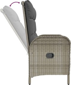 vidaXL Σετ Τραπεζαρίας Κήπου 2 τεμ. Γκρι Συνθ. Ρατάν με Μαξιλάρια