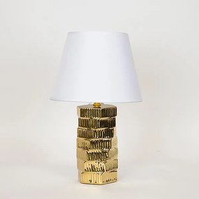 Estheti Επιτραπέζιο Φωτιστικό 25x25x40cm Λευκό-Χρυσαφί 757-10092