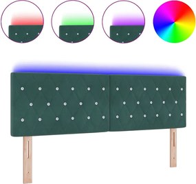 vidaXL LED κεφαλάρι με κεφαλάρι Σκούρο Πράσινο 144 cm Πολυεστέρας