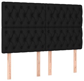 vidaXL Κρεβάτι Boxspring με Στρώμα &amp; LED Μαύρο 140x200 εκ. Υφασμάτινο
