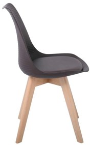 Καρέκλα MARTIN STRIPE Ξύλινο πόδι / PP Καφέ 49x56x82cm (Σετ 4 ΤΕΜ)