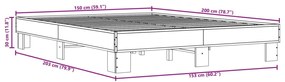 Πλαίσιο Κρεβατιού Καπνιστή Δρυς 150x200εκ. Επεξ. Ξύλο &amp; Μέταλλο - Καφέ