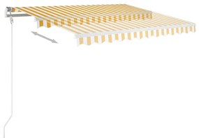 vidaXL Τέντα Συρόμενη Αυτόματη με Στύλους Κίτρινο / Λευκό 3,5x2,5 μ.