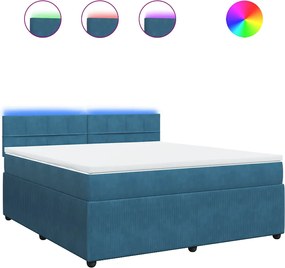 vidaXL Κρεβάτι Boxspring με Στρώμα Μπλε 180x200 εκ. Βελούδινο