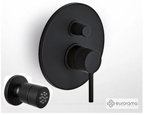 Eurorama TONDA Μίκτης εντοιχισμού 2 εξόδων με εκτροπέα &amp; Jet επίτοιχο ROUND Ø5εκ Black Matt