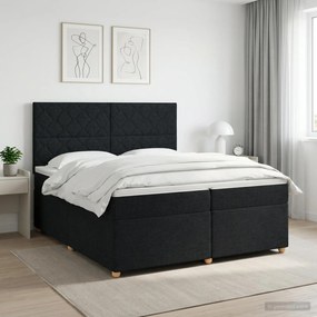 vidaXL Κρεβάτι box spring με στρώμα Μαύρο 200 x 200 cm Ύφασμα