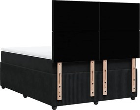 vidaXL Κρεβάτι Boxspring με Στρώμα Μαύρο 160x200 εκ. Βελούδινο
