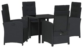 vidaXL Σέτ φαγητού για κήπο 5 pcs Μαύρο συνθετικό ρατάν