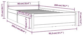 Πλαίσιο Κρεβατιού με Συρτάρια Μαύρο 90 x 200 εκ. - Μαύρο