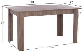 Τραπέζι Κουζίνας Kelvin 140x80x77Υ Εκ. Sonama Oak Truffle