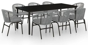 vidaXL Σετ Τραπεζαρίας Κήπου 9 Τεμαχίων Γκρι