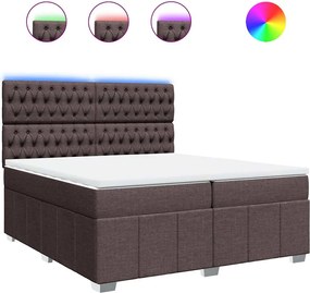 vidaXL Κρεβάτι Boxspring με Στρώμα Σκούρο Καφέ 200x200 εκ. Υφασμάτινο