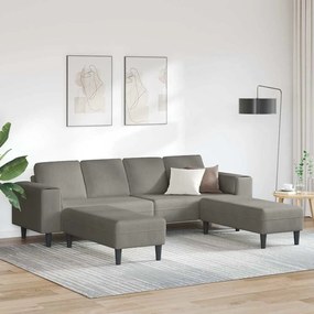 vidaXL Υφασμάτινος καναπές με μαξιλάρι Ανοιχτό γκρι Βελούδο