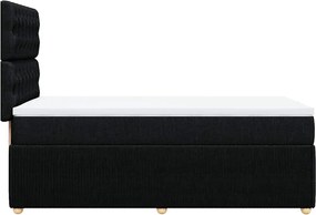 vidaXL Κρεβάτι Boxspring με Στρώμα Μαύρο 90x190 εκ.Υφασμάτινο