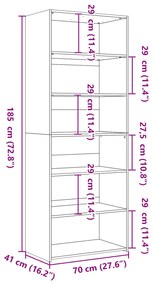 Ντουλάπι Γκρι Σκυροδέματος 70x41x185 εκ. Επεξεργασμένο Ξύλο - Γκρι