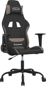 vidaXL Καρέκλα Μασάζ Gaming Μαύρη και Taupe Υφασμάτινη