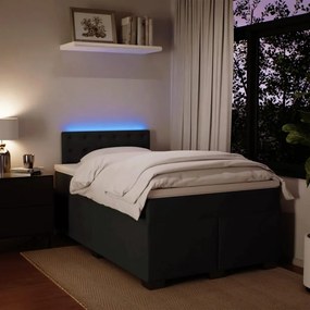 vidaXL Κρεβάτι Boxspring με Στρώμα Μαύρο 120x190 εκ. Βελούδινο