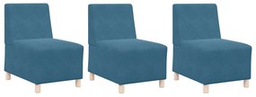 vidaXL Καναπέδες 3 pcs Μπλε 55 x 74 x 82 εκ. Βελούδο