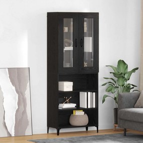 Highboard Μαύρη Οξυά 69,5 x 34 x 180 εκ. Επεξεργασμένο ξύλο