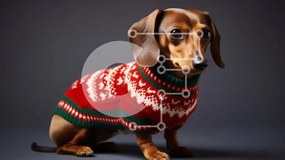 Σετ των 2 Intra Συλλεκτικό Ξύλινο Παζλ Plywood  4mm - Καφέ και λευκό σκυλί Dachshund με πουλόβερ Σε Ξύλινο Κουτί - Διαστάσεις: 10x10 cm – 25 κομμάτια