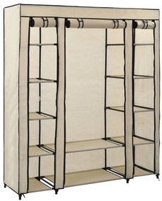 vidaXL Ντουλάπα με Ράφια / Σωλήνες Κρεμ 150x45x176 εκ. Υφασμάτινη