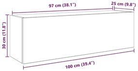 Ντουλάπι τοίχου μπάνιου Παλιό ξύλο 100x25x30 cm 860101