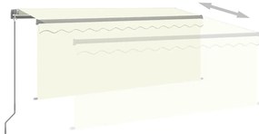 vidaXL Τέντα Συρόμενη Χειροκίνητη με Σκίαστρο & LED Κρεμ 3 x 2,5 μ.