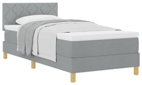 vidaXL Κρεβάτι με Βάση και Στρώμα Ανοιχτό Γκρι 90x200 εκ. Ύφασμα