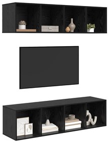 vidaXL Σετ επίπλου τηλεόρασης 3 pcs Μαύρη Οξυά Επεξεργασμένο ξύλο