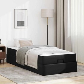 vidaXL Σκελετός κρεβατιού με στρώμα Μαύρο 80 x 200 cm Τεχνητό δέρμα