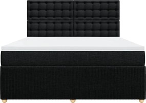 vidaXL Κρεβάτι Boxspring με Στρώμα Μαύρο 180x200 εκ. Υφασμάτινο