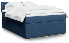 Κρεβάτι Boxspring με Στρώμα Μπλε 140x190 εκ. Υφασμάτινο - Μπλε