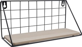 Μεταλλικό Ράφι Τοίχου με Ξύλινη Βάση 28x11x14cm