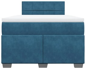 vidaXL Κρεβάτι Boxspring με Στρώμα Σκούρο Μπλε 120x200 εκ. Βελούδινο