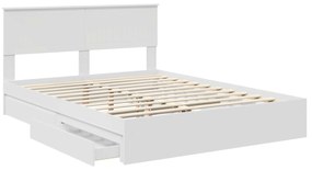 vidaXL Κρεβάτι Αποθήκης Λευκό 150 x 200 cm Επεξεργασμένο ξύλο